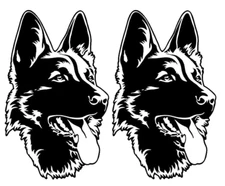German Shepherd Black Contour 2 pack Black Vinyl Decals Car Truck Windows Laptop