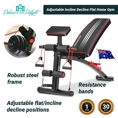 Gym Bench Adjustable Incline Decline Flat Home Fitness Strength