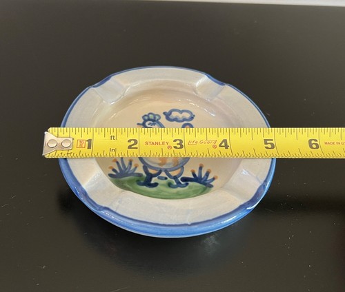MA Hadley Ashtray Country Scene Blue Rooster 5" - Picture 2 of 2