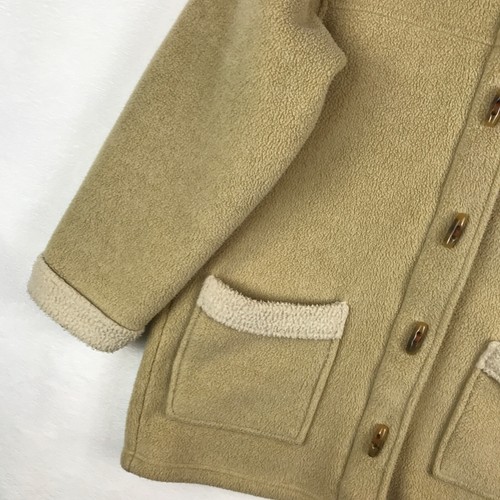 L.L. Bean Jacket Girls Youth Sz Large 14/16 Beige Sherpa Fleece Hooded Full Zip - Picture 3 of 13