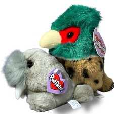 PUFFKINS Lot of 2 Plush w Tags: Whiskers Walrus Autumn Bird 90 s VTG