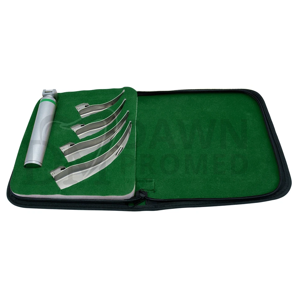 Laringoscopio Macintosh 5 piezas 4 hojas de fibra óptica y 1 mango con estuche GRATIS G alemán Foto 4 de 4