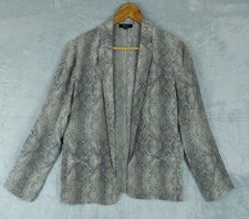 Aritzia Babaton Blazer Open Cardigan Sz 2 Small Silk Gray Snake Print Jacket