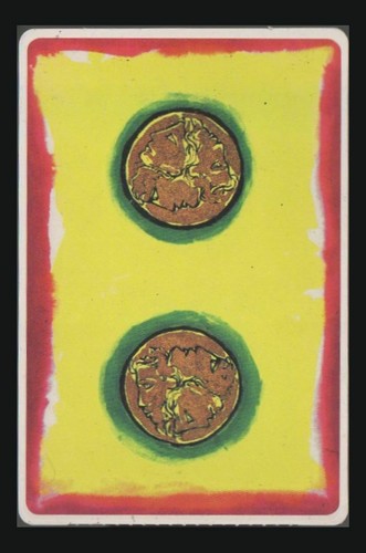 TAROT original single card 2 OF COINS RENATO GUTTUSO back Swap playing cards