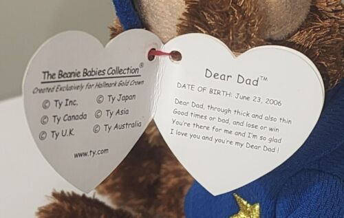 Ty Beanie Baby LIEBER PAPA der Bär (Punze Excl.) 8 Zoll NEU MWMTs Plüschtier Stofftier - Bild 4 von 7