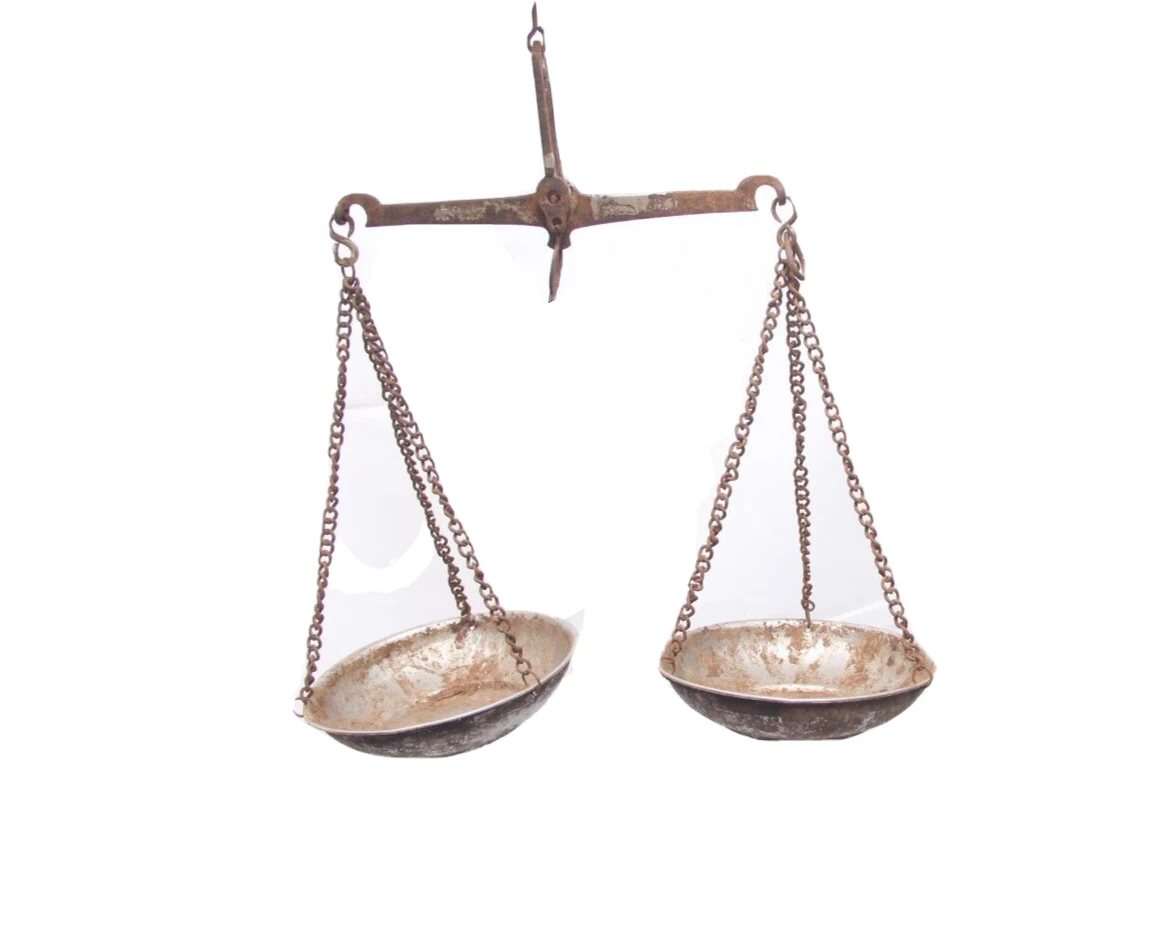 Old Iron Mercantile Scale HAND Balance Chain Hanging India TARAJU round pan 02
