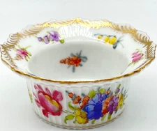 BEAUTIFUL FRANZISKA HIRSCH DRESDEN FLOWERS RAMEKIN, c1896, EXCELLENT CONDITION