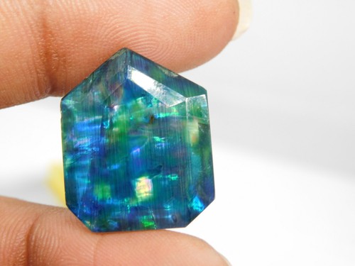 22+Ct Certified Natural Fancy Cut Ammolite Opal-Like Organic loose Gemstone - Imagen 3 de 7