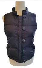 Womens J. Crew Polyester Down Fill Winter Puffer Vest Size Small In Navy Blue