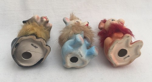 3 Vintage Ceramic Animals Fur 1950 Cat Dog Bear Japan 3.5" - Bild 10 von 10