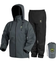 TideWe Rain Suit Waterproof Breathable Lightweight 2Pieces Rainwear Black/Gray S