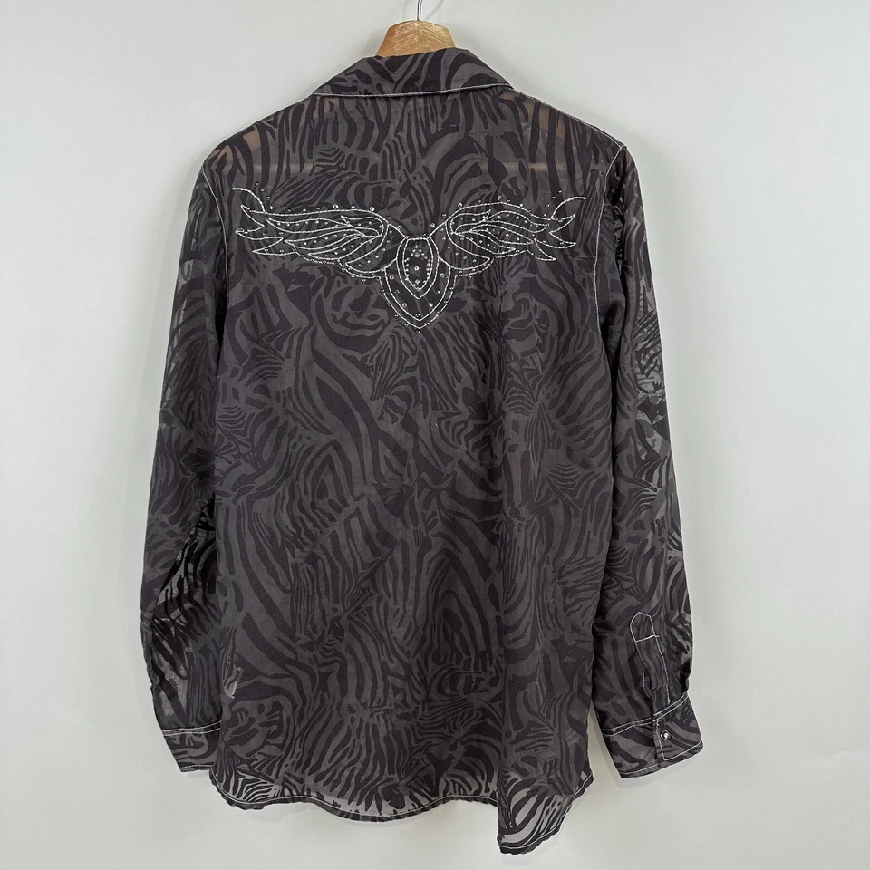 Camisa Rock 47 XL Vaquera Púrpura Perla Occidental A Presión Estrás Blusa Abotonada Foto 2 de 4