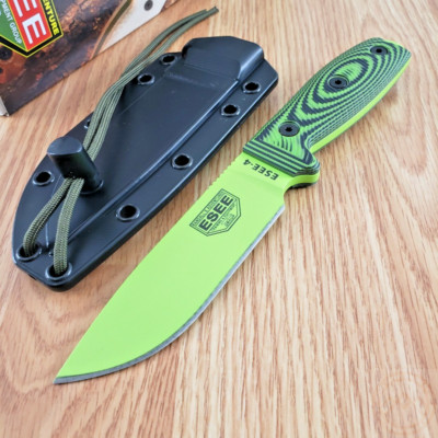 ESEE Model 4 Fixed Knife 4.5'' Full Tang 1095HC Steel Blade Machined G10 Handle