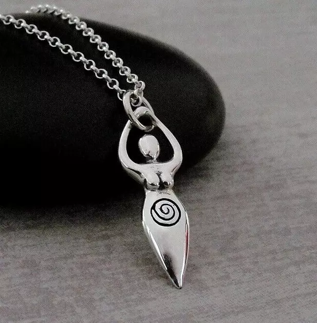 925 Sterling Silver Fertility Goddess Necklace Pregnancy Infertility Charm