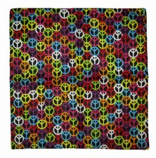  2 PACK 22"x22" Rainbow Multi-Color Small Peace Signs Black 100 Cotton Bandana