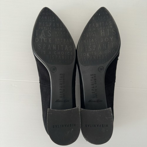 Hispanitas Suede Patent Leather Court Shoe Size 39 Black Point Toe Block Heel - Imagen 9 de 12