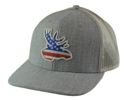 Local Crowns Animal Views Moose Light Gray & Cream Snapback Cap Trucker Hat