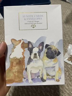 New Punch Studio Set Of 10 Note Cards And Envelopes Corgi Pug Each