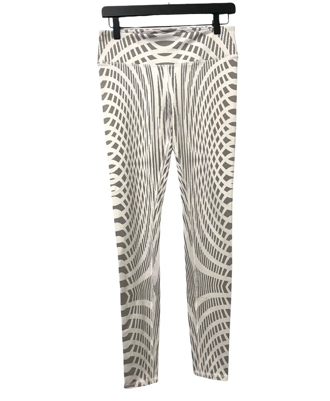 alo-yoga white geometric ankle 28" length yoga activewear leggings