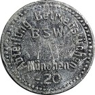 GERMANY MUNCHEN. 20 Pfennig  BSW Abteilung Betriebsküchen Token VF 24mm (293) — photo 2