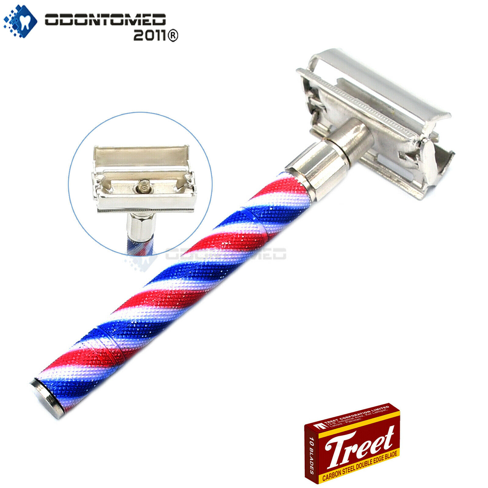 Traditional Double Edge Shaving Safety Razor + 5 Blades Men Gift BTS-194