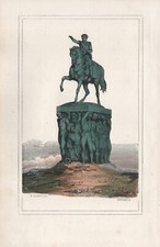 Gravure XIXe Statue Equestre Napoléon Bonaparte Premier Empire Horace Vernet