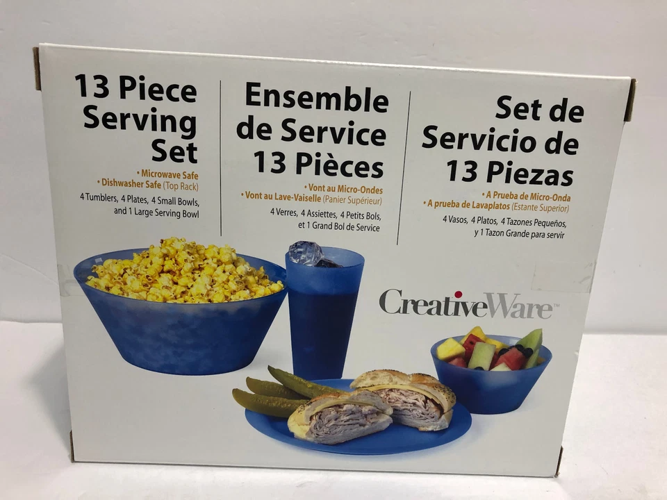 Creative Ware 13 Pc Serving Set 4 Tumblers 4 Plates 4 Sm Bowls 1 Lg Bowl Cherry - Image 4 of 4