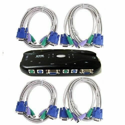 2 or 4 Port USB/PS2 KVM VGA Switch with 2 or 4 Set Cable For Mouse Monitor PC - Image 2 of 4