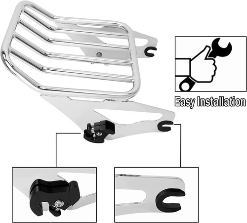 Detachable Stealth Chrome Luggage Rack For Harley Touring Road King Glide 09-24 - Picture 8 of 9