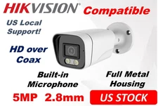 5MP Analog TVI AHD CVI Coax BNC Bullet Camera 2.8mm Lens Ⲏіkvіsіon Compatible