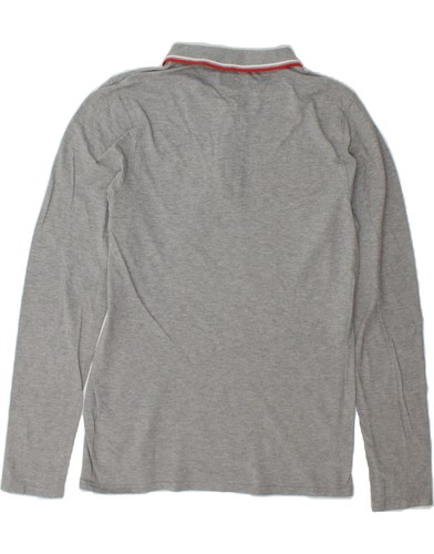 TOMMY HILFIGER Mens Long Sleeve Polo Shirt Large Grey Cotton AF01 - Picture 2 of 3