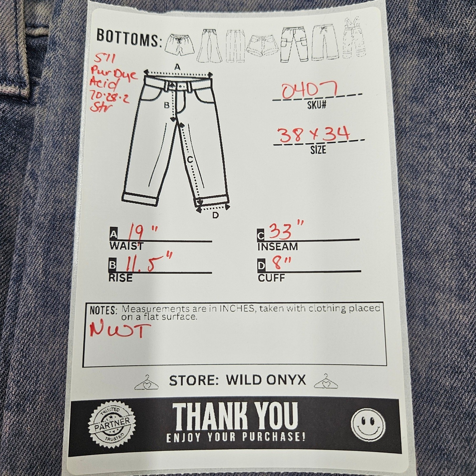 RARE Levis 511 Slim Fit Jeans Mens 38x34 FIT 38x33 PURPLE ACID Wash STRETCH VTG image 6
