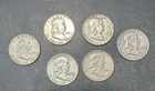 Lot of 6 Mixed Dates Old U.S. Franklin Half / Halves Dollar Silver Coins Lo#A151