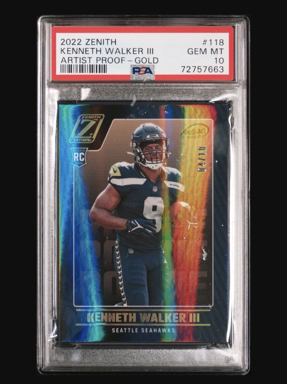 Kenneth Walker III Panini Zenith #118 Artist Proof Gold