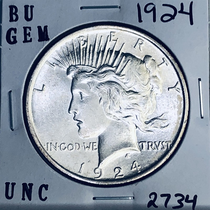 1924 P BU GEM PEACE SILVER DOLLAR UNC MS+++ U.S. MINT RARE COIN 2734