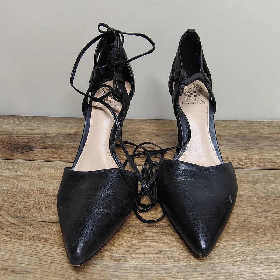 Vince Camuto Women's Heels Size 10 Black Lace Up Ankle Pointed Toe - Image 4 of 4