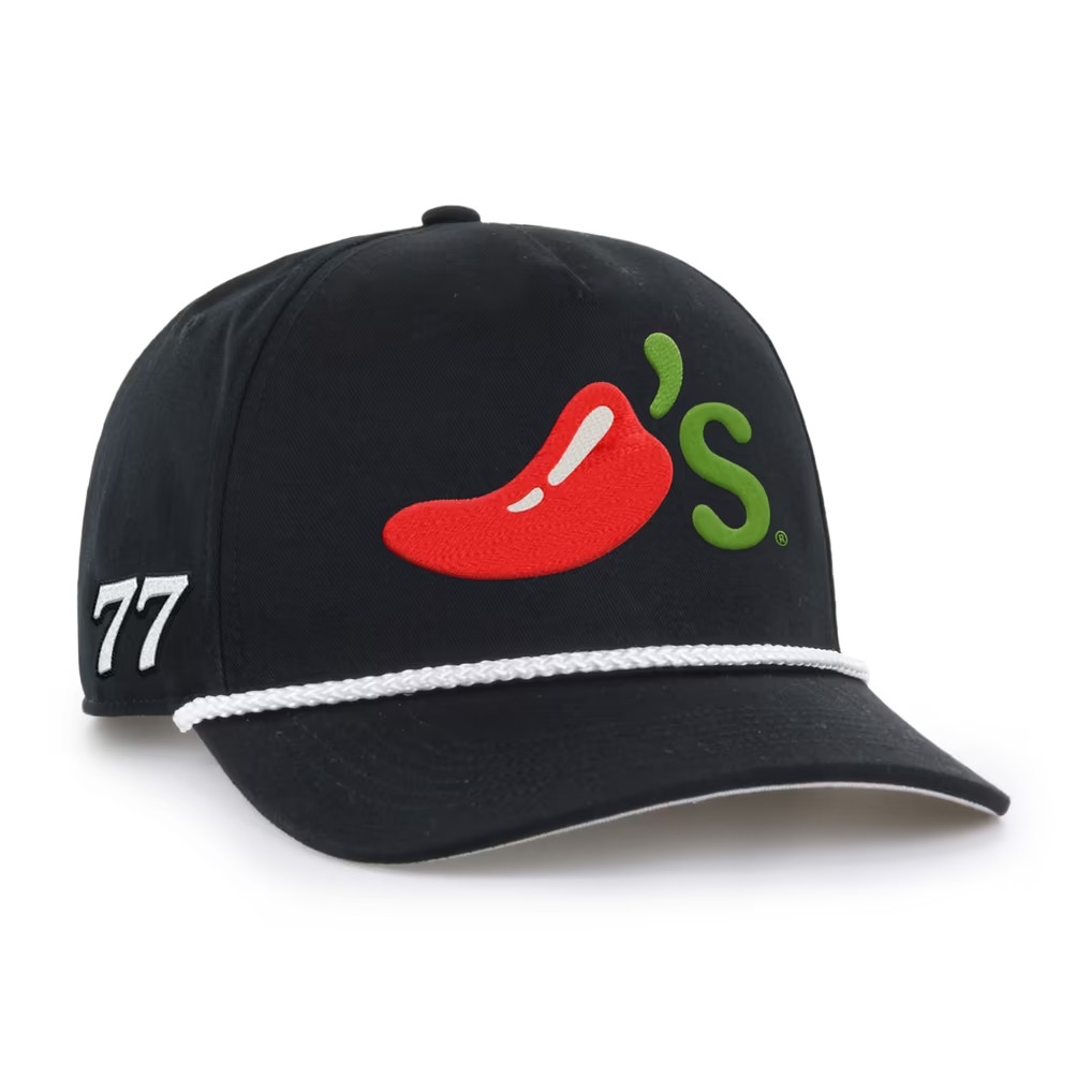 Carson Hocevar '47 Chili's Rope Hitch Adjustable Hat NASCAR #77 Black Cap