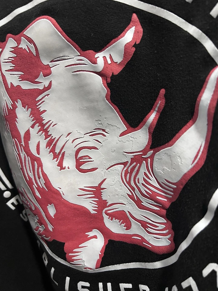 Suéter Ecko Unltd Para Hombres 3XB Negro Gris Logo Gráfico Plisado Rinoceronte Pullover Y2K Foto 4 de 4