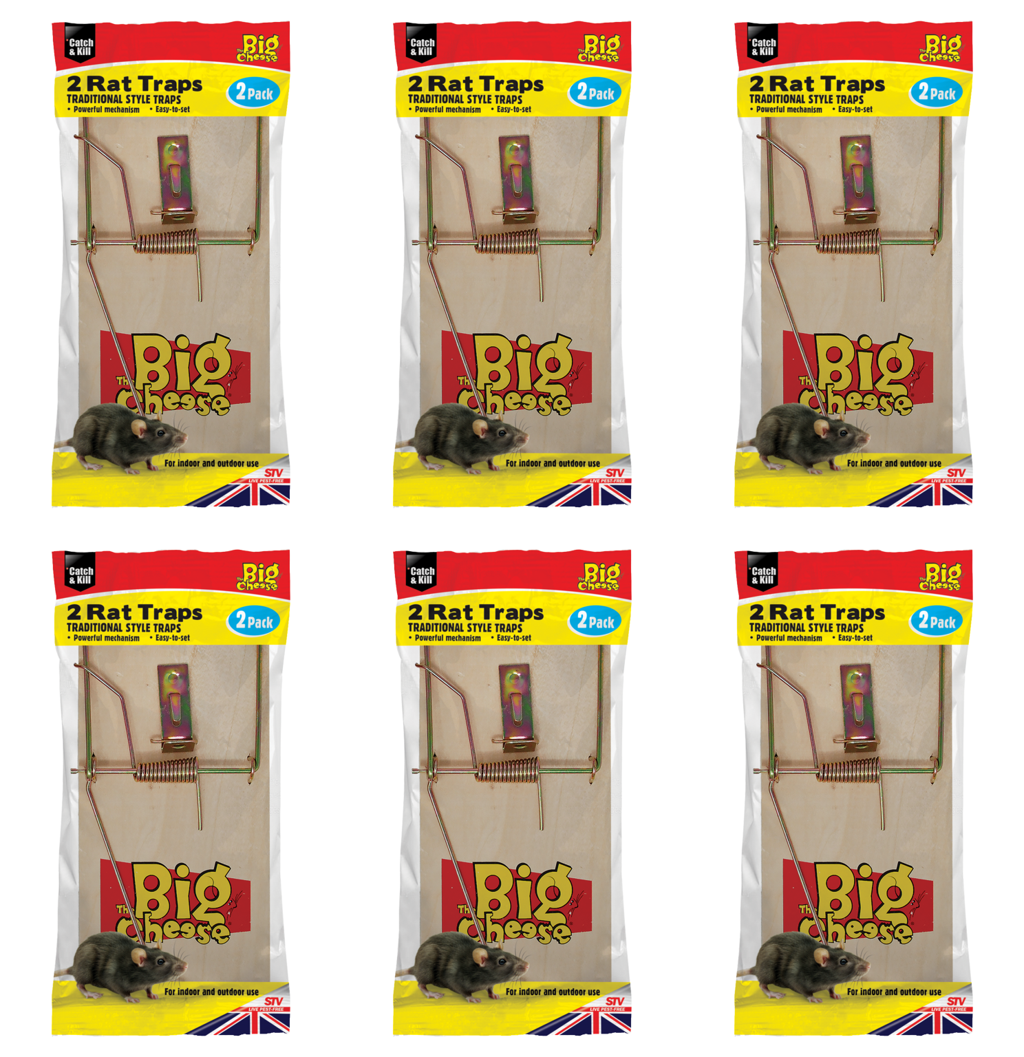 12x The Big Cheese STV Wooden Rat Traps Catcher Traditional Indoor Outdoor