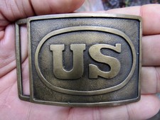 Vtg CIVIL WAR Belt Buckle US Cavalry Officer Uniform Bianchi Brass RARE VG