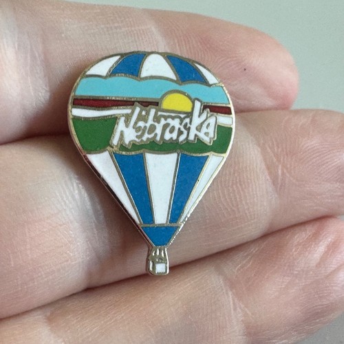 Nebraska Hot Air Balloon Enamel Pin State Souvenir with Sun Vintage Tourist