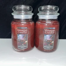 LOT OF 2-NEW-Yankee Candle ENCHANTRESS SPELL Large Jar 22oz RED Housewarmer