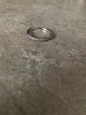 Silver Tone Eternity Band Ring Sparkling Crystals Size 9 SU CZ CN EUC