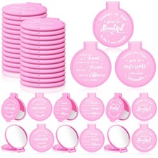 64 PCS Inspirational Compact Mirrors Mini Pocket Purse Small Gifts Pink