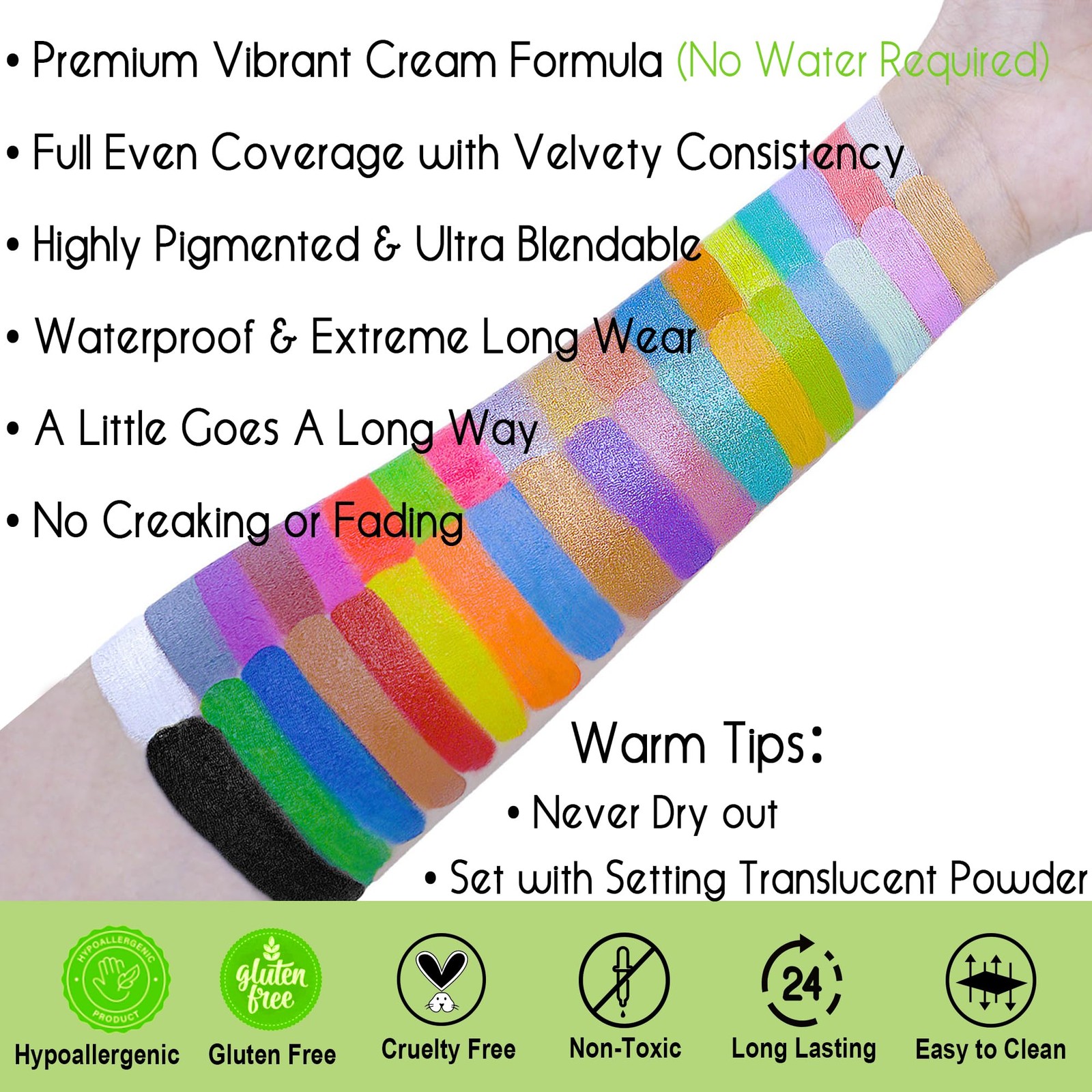 Professional 36 Colors Face Body Paint Kit, Largest Oil Based Hypoallergenic ...