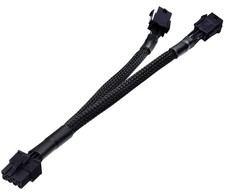 Dual 6 Pin Female to 8 Pin Male GPU Power Adapter Cable Braided Sleeved 9 inches