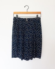 Vtg Norton McNaughton Printed Rayon Elastic waist Drapey Wide Shorts W's 8P Navy