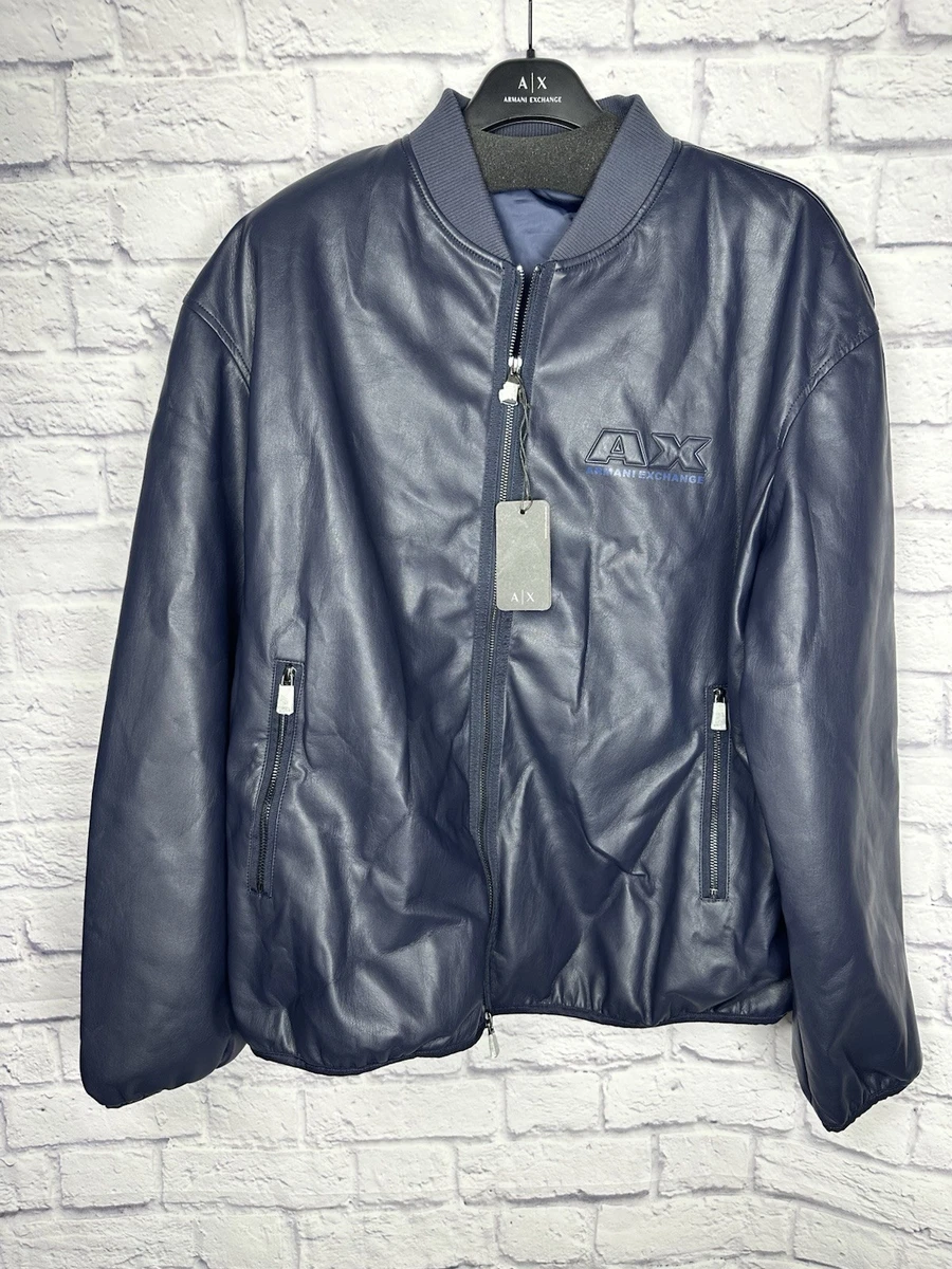 Armani Exchange Mens Embossed Faux Leather $260 Bomber Jacket