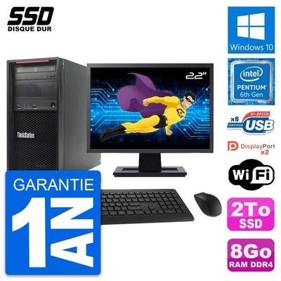 PC tour LENOVO Thinkstation P320 Bildschirm 22 '' G4400 RAM 8Go SSD 2To Windows