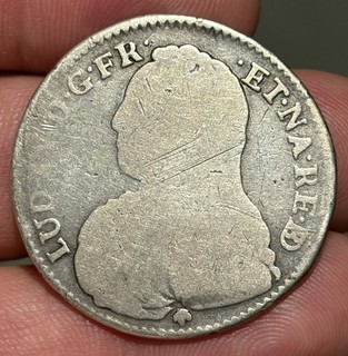 1737 French King Louis XV Silver 1/2 Ecu Colonial Coin